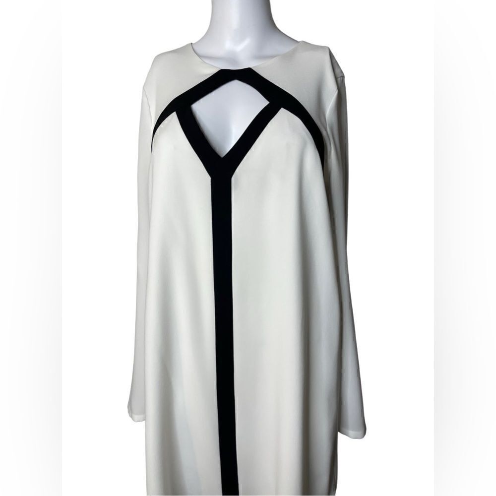BCBGMaxAzria Long Sleeve Knee Length Dress White and Black Size XS - Picture 2 of 6